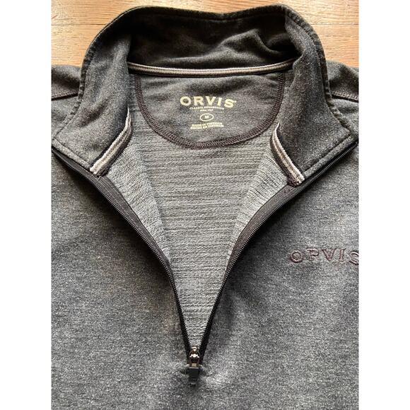 ORVIS Gray 1/4 Zip Mock Neck Long Sleeve Shirt Mens sz M - Picture 4 of 12